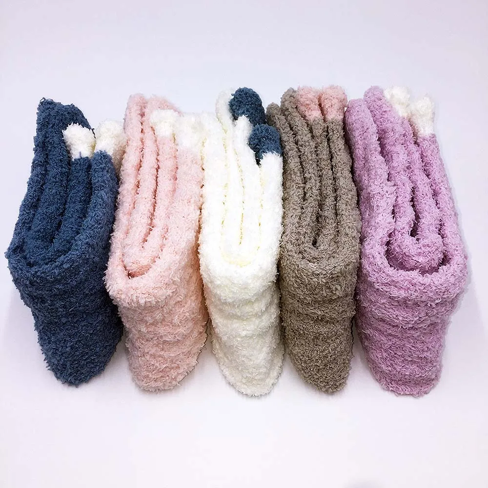 CURRADA/5 пар; зимние теплые носки для женщин; плотные бархатные зимние носки кораллового цвета; зимние носки; носки для сна - Цвет: combination E