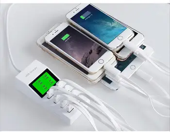 

8 Ports Phone Charger Multi Port USB Charging Socket LCD Display Mobile Charger Station with UK Plug