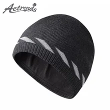 [AETRENDS] Ночная Светоотражающая вязаная шапка, теплая с флисовой подкладкой, головной убор, Повседневная вязаная шапочка, зимняя шапка, Z-9960