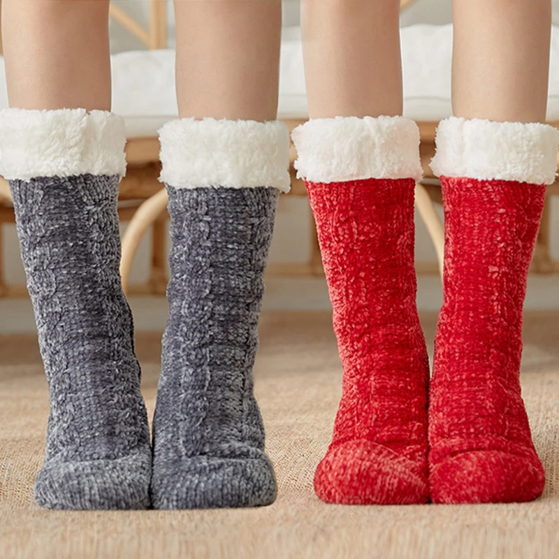 Зимние женские теплые носки хлопковые вязаные Нескользящие очень плотные мягкие носки теплые бархатные женские носки для девочек