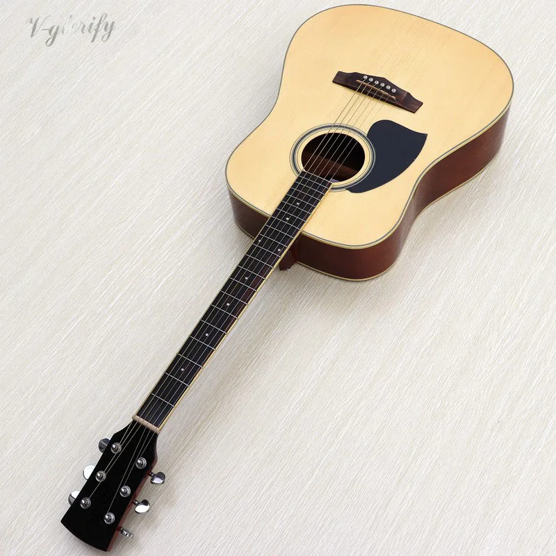 only guitar no EQ Заводская левосторонняя электроакустическая гитара 41 дюймов натуральный цвет высокий Глянец 6 струн полный размер 20 ладов народная гитара - Цвет: only guitar no EQ
