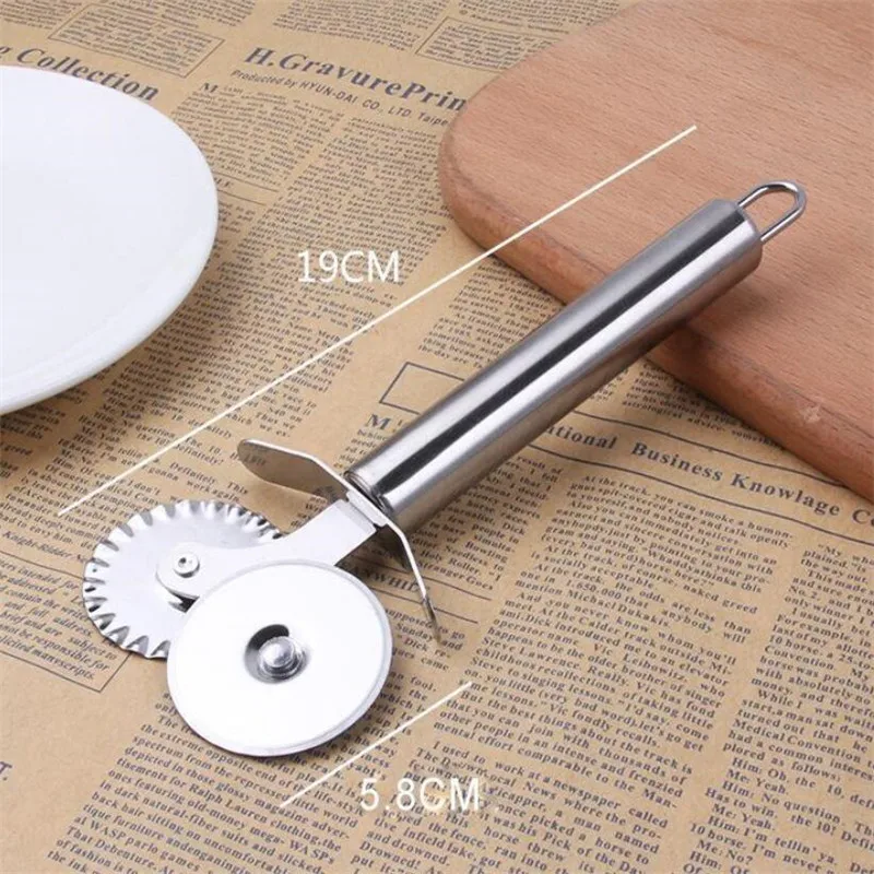 Double Roll Pizza Stainless Steel Knife Pasta Cutter Pasta Round Lace Pizza Wheel Kitchen Tools pizza cutter,roller cutter,pizza knife