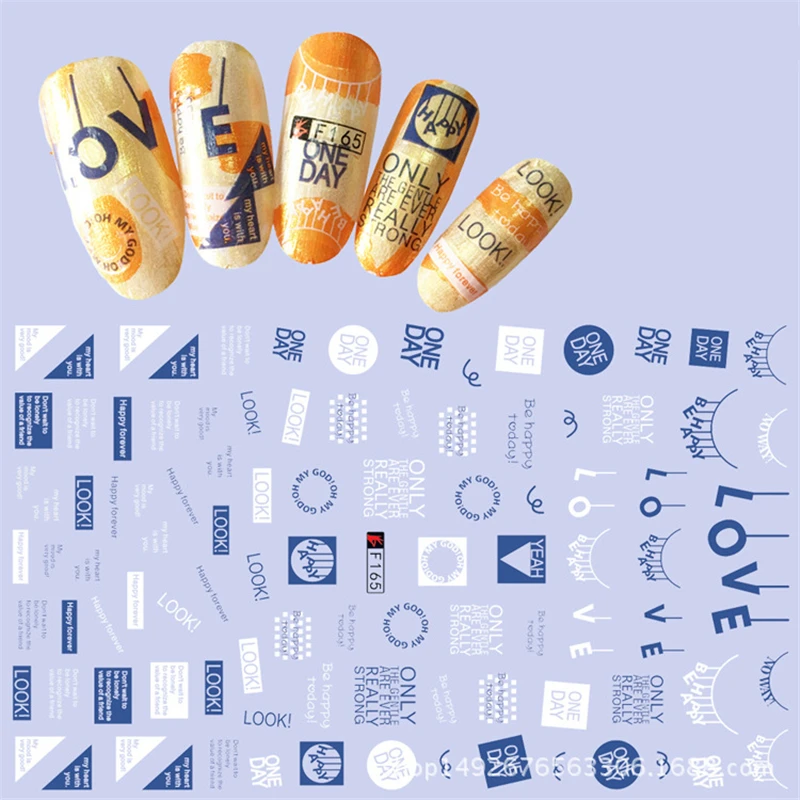 Nail Decoration Stickers on The Nails of Inscription Accessoires Rose Gold Letter Decal Sticker Art for Manicure Back Glue | Красота и