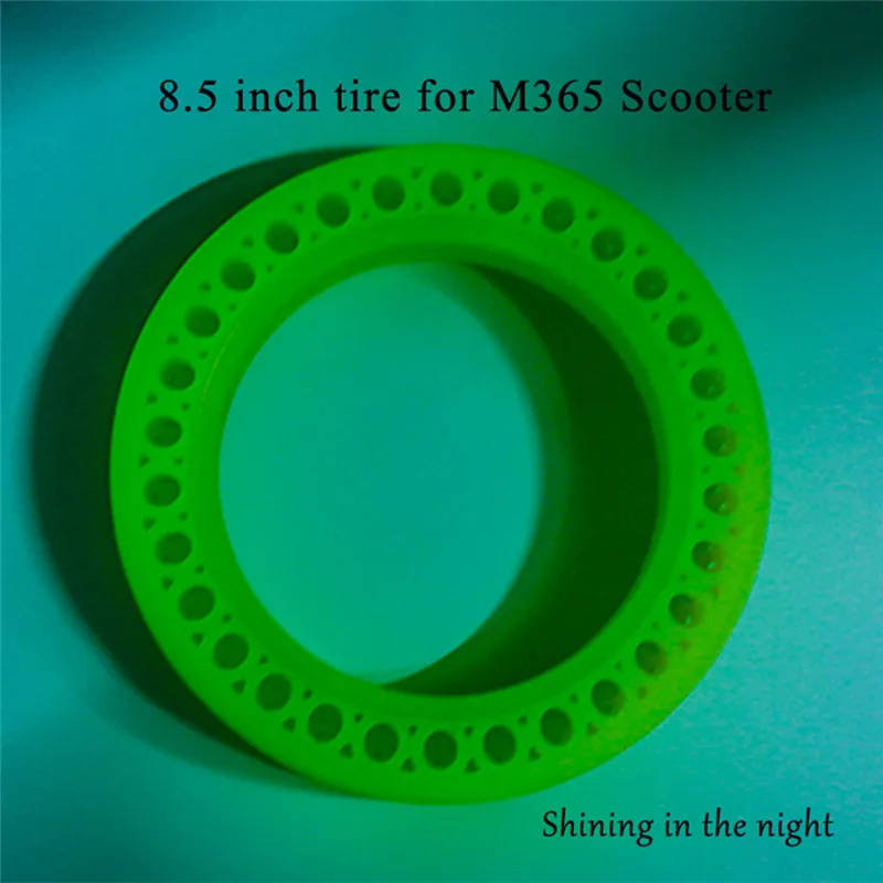 Discount 1Pcs/2Pcs Electric Scooter Fluorescent Tire Shock Absorbers Rubber Solid Luminous Tire Non-inflatable Explosion-proof Tire 14