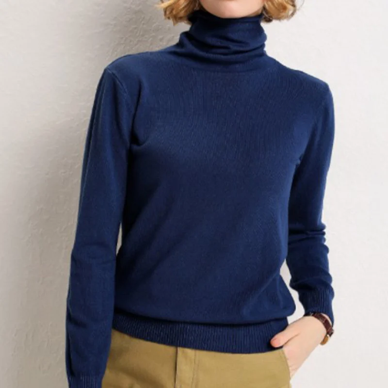 

Turtleneck Women's Sweater Pullovers Solid Knitted Korean 2019 Fall Female Sweaters Autumn Pink Stretchy Pink Ladies Warm Jumper