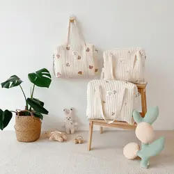 Dorahoney – sac matelassé brodé à fermeture éclair pour maman, poussette de bébé, sac à couches simple épaule, sacs de sortie pour nouveau né de grande capacité 