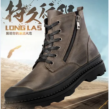 

2018 new winter Martin boots men's large leather leisure high top outdoor work clothes shoes warm Plush Snow Boots