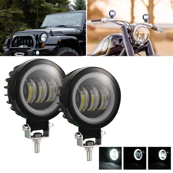 

1 Pair 3.5 Inch Motorcycle Round White Spotlight Angel Eye Work Light DRL Car Accessories Car Work Lights