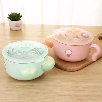 

Baby Feeding Bowl Stainless Steel Cartoon Thermal Insulation Dishes Milk Soup Kids Training Bowls Warm Tableware