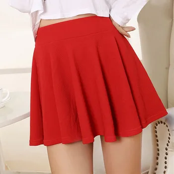

Spring summer Skirts womens 2020 Lady Skirt High Waist Plain Skater Flared Pleated Short Mini Skirt Female Shorts Skirts NEW