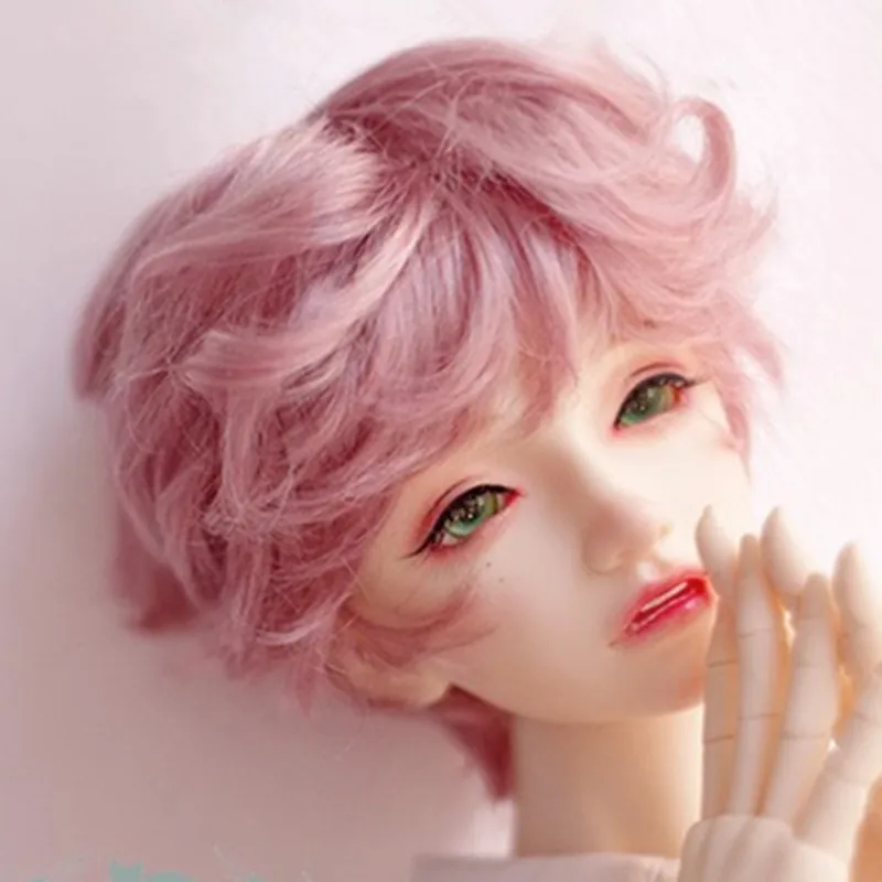 

BJD wig synthetic mohair brown color pink color - sooms msd
