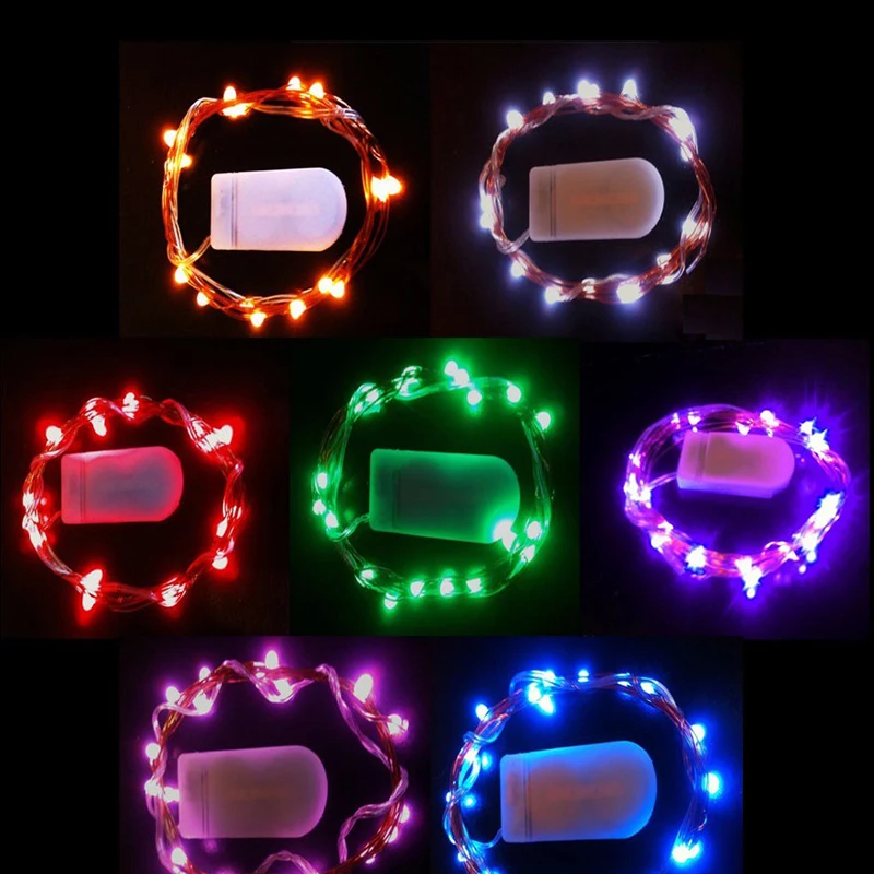 Светодиодный Сказочный светильник на батарейках 20, 40, 2 м, 4 м, серебристый медный провод, мини-лампа для рождества, праздника, свадьбы, вечеринки, 8 цветов