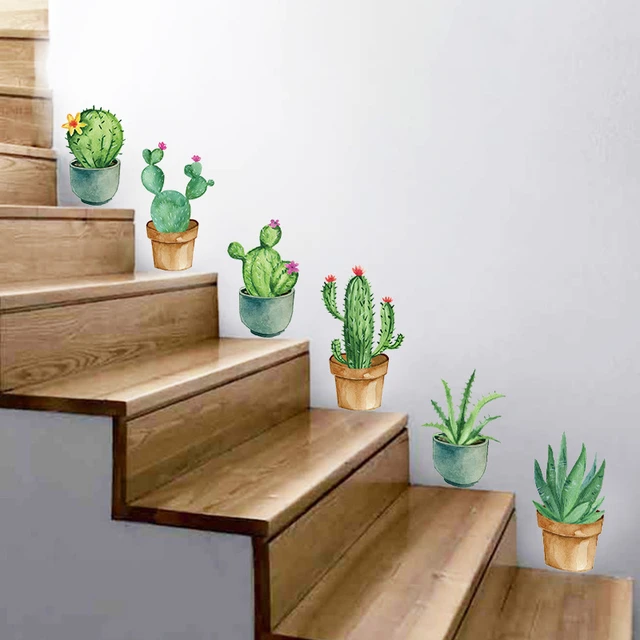 Stickers muraux effet 3D - 3D plantes d'intérieur et cactus