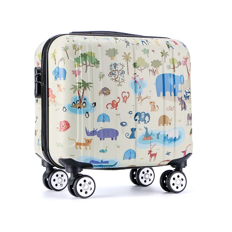 18 inches girl cartoon students universal wheel trolley case child travel luggage rolling suitcase women creative Boarding box