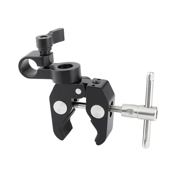 

HDRIG Versatile Super Crab Clamp Clip with 1/4" 3/8" Threads Locating Holes 15mm Single Rod for Monitor Camera Microphone