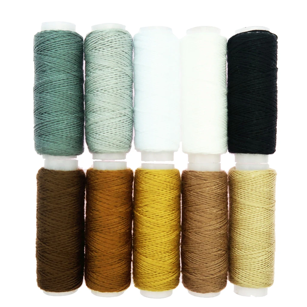 10 Rolls THICK Polyester THREAD Cord for Jeans Denim Button Sew Craft Rainbow