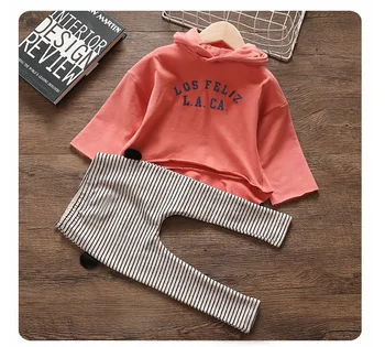 

Spring and Autumn Girls Baby Print Letter Sweater + Pants Little Girl Comfort Hoodie Fashion Two-Piece Set