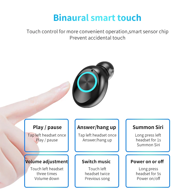 2000MAH Wireless Bluetooth Earphones Touch Control Wired Headphones with Microphone Hifi Earphone TWS Stereo Gaming Headset