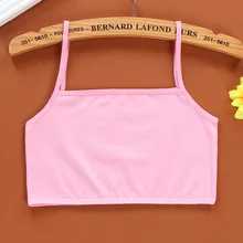  4Pc/Lot Kids Underwear 100% Cotton Girls Tank Top Candy Color Undershirt Girls Singlet Baby Camisole Bra Tops Sport 