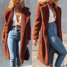 Пальто женские куртки женская теплая куртка из искусственного меха зимняя однотонная длинная парка верхняя одежда пальто с искусственным мехом 19Sep24