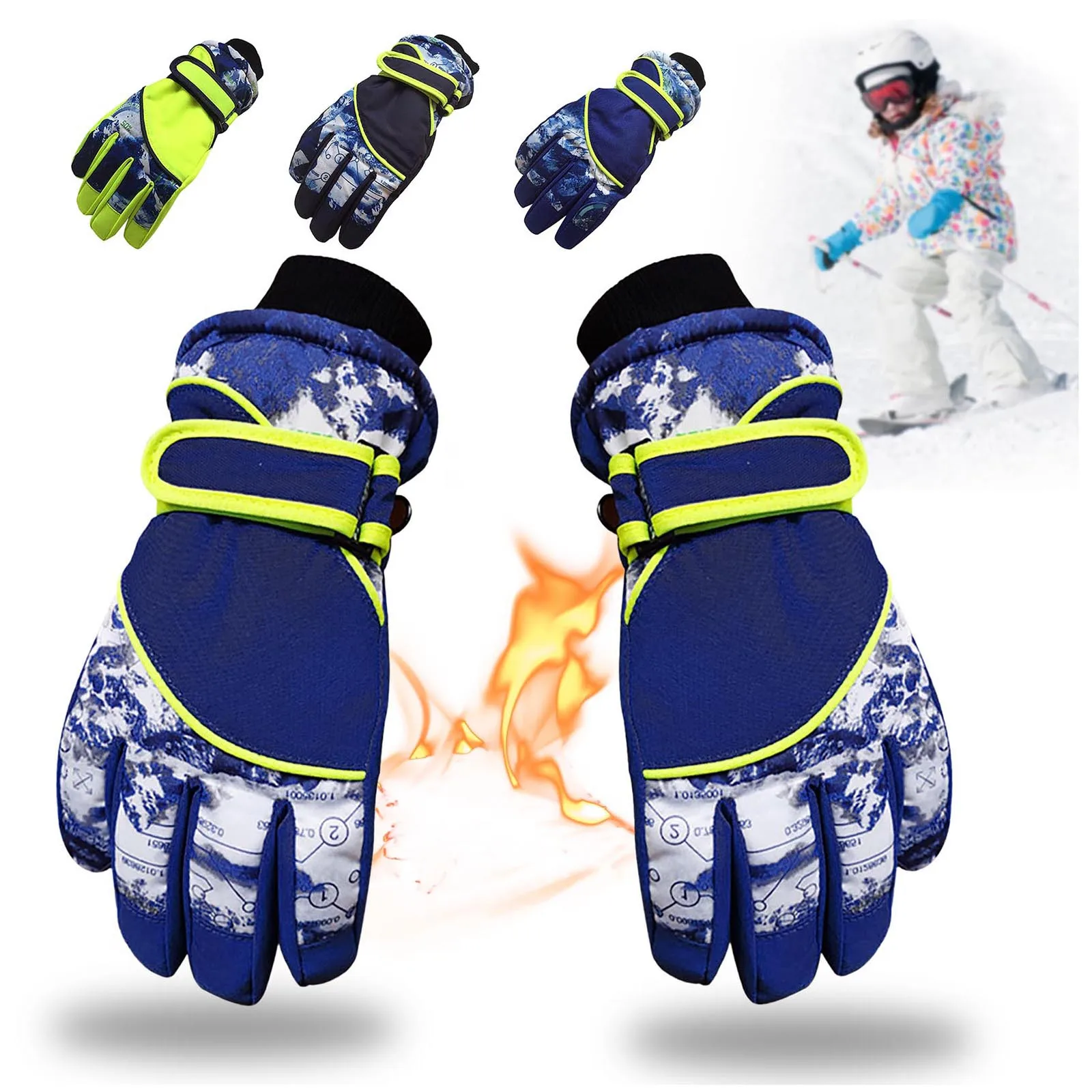 

Children Boys Girls Winter Warm Windproof Sports Ski Gloves Kids Breathable Adjustable Glove L*5