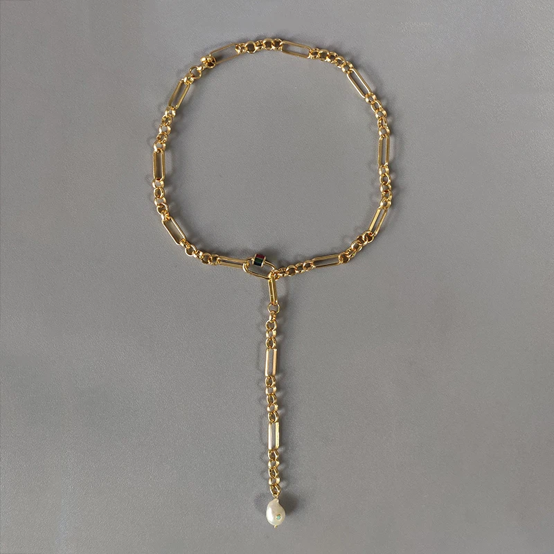 

Fashion long pearl pendant sweater chain punk style gold-color copper alloy chain jewelry gift for friends accessories 2020 new