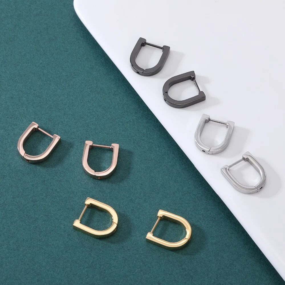 Stainless Steel Hoop Earrings for Women Men Black Rose Gold Plated Circle Round Earring Geometric Classic Cartilage Earrings