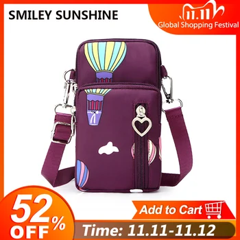 

2020 New Women Mini Small Handbag Female Long Purse Nylon Cell Phone Bags Ladies Messenger Bag Clutch Crossbody Shoulder Bag