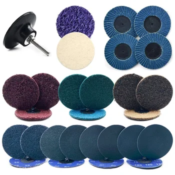 

28PCS 3 Inch Quick Change Discs Set Roll Lock Sanding Discs Surface Conditioning Disc Flap Disc Felt Disc 1/4Inch Holder