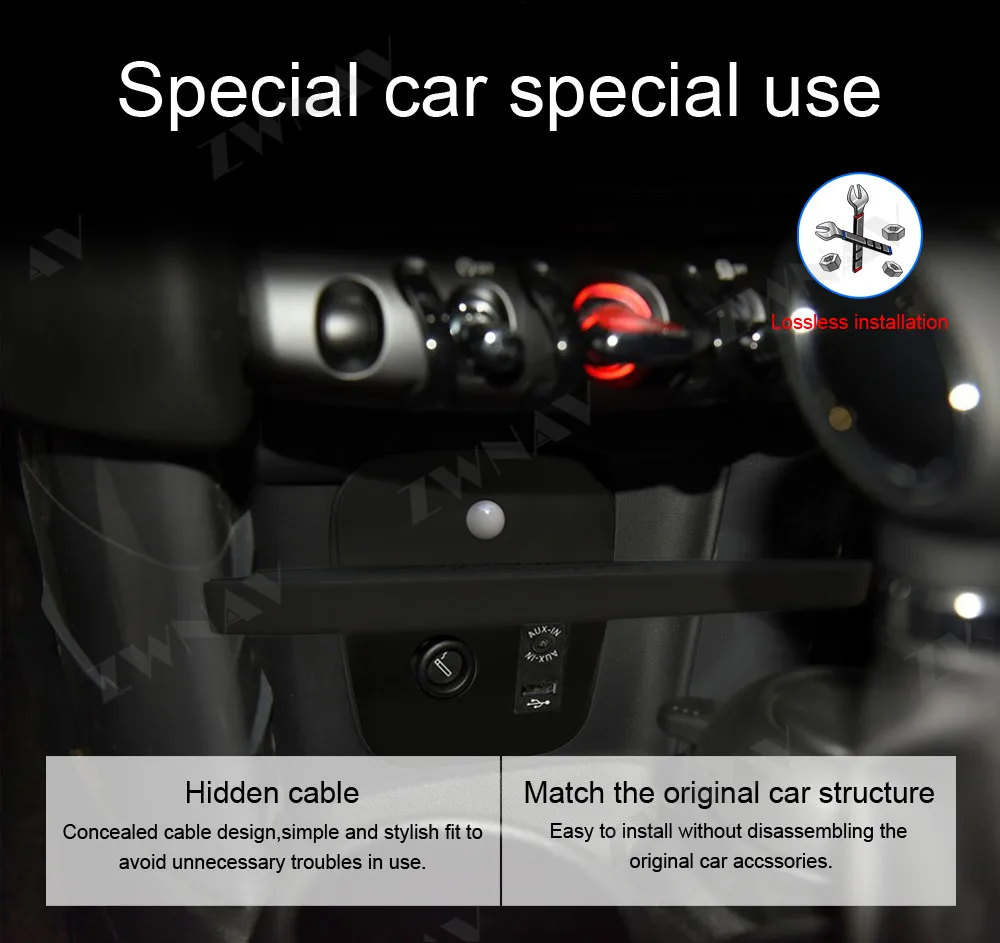 QI car Fast wireleess charger for BMW MINI F55 / F56 2017 2018 2019 Intelligent Infrared Fast Wireless Charging Car Phone Holder