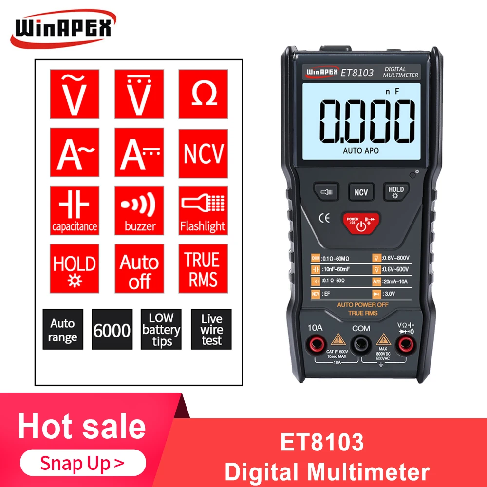 Цифровой мультиметр WinAPEX ET8103 6000 отсчетов полностью интеллектуальное