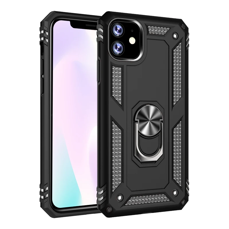 Противоударный бронированный чехол с кольцом на палец для iPhone 11 Pro XS Max X XR 7 8 6 6S se