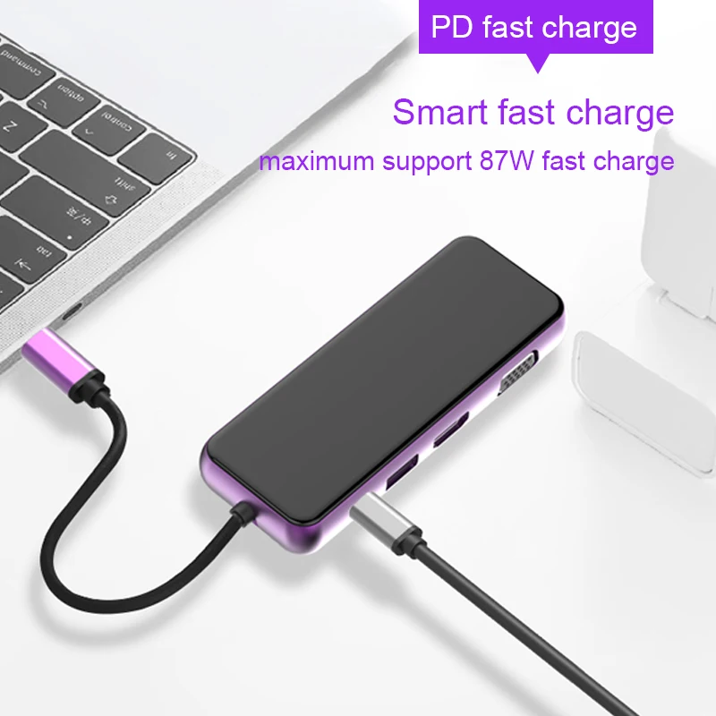 USB хаб с портом Type C на HDMI VGA 3 0 RJ45 5 мм|USB-хабы| |