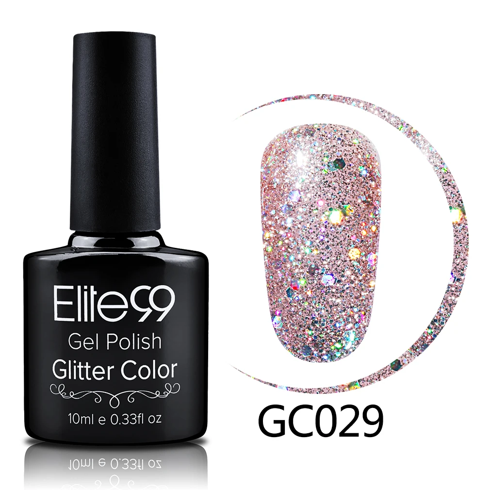 GC029 Elite99 10 мл Блестящий Перманентный лак для ногтей легко замачивается верхнее Базовое покрытие Гель-лак УФ светодиодная лампа машина Гибридный гвоздь лак - Цвет: GC029