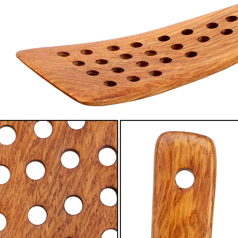 Filter Shovel Kitchen Cooking Tool Cookware Frying Steak Shovel Wooden Spatula Non-Stick Pan 24 Holes