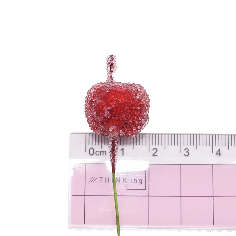 20Pcs 2cm Mini Artificial Apple Fake Fruit Glass Berries Pomegranate Red Cherry Bouquet Stamen Christmas Decorative artificial plants artificial flowers artificial fruits and vegetables