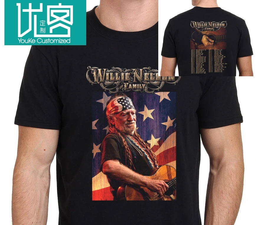 Willie Nelson &amp family Tour 2017 Футболка мужская черная хорошего качества брендовая