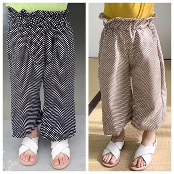 

2020 Korea style girls dots long pants spring cotton fashion kids girls pants 1-6t
