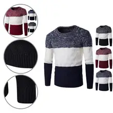 Male Sweater Long Sleeve Round Neck Anti-pilling Leisure Men Sweater Winter Sweater for Home