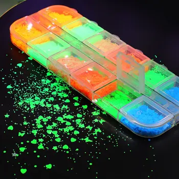 

1 Box Luminous Sequins Nail Sticker Butterfly Five-pointed Heart Star Glitter Flakes Powder Nails Art Decorations Manicure