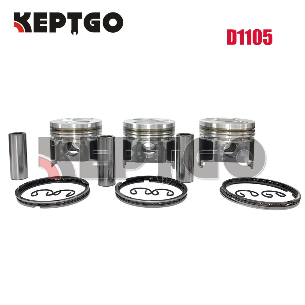 Новый комплект поршней и колец D1105 STD для двигателя Kubota (один двигатель) |