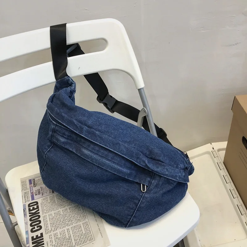 2024 Denim Large Women fanny pack Trending Unisex Men Waist bags Fashion Big Women's belt bag Multi function Casual Chest bag
