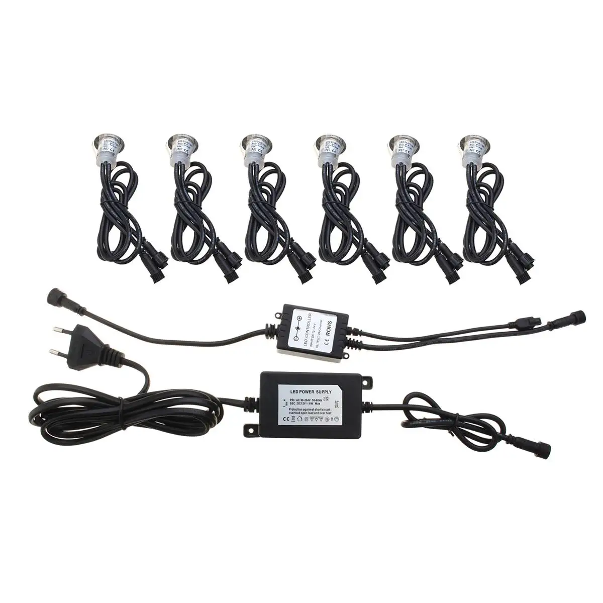 

6pcs LED Deck Lights SMD3030 EU/US Plug for Outdoor Garden Pathway Decor Underground Waterproof Spotlight