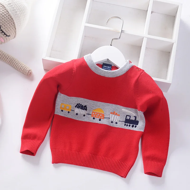

Infant Sweater Cartoon Car Pattern Sweater for Boys Autumn Warm Cotton Knit Baby Pullover Toddler Tops Children Clothing