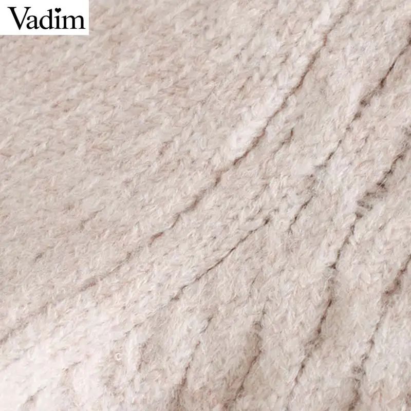 Vadim милый Женский однотонный вязаный свитер бисер Жемчужное Украшение Длинные