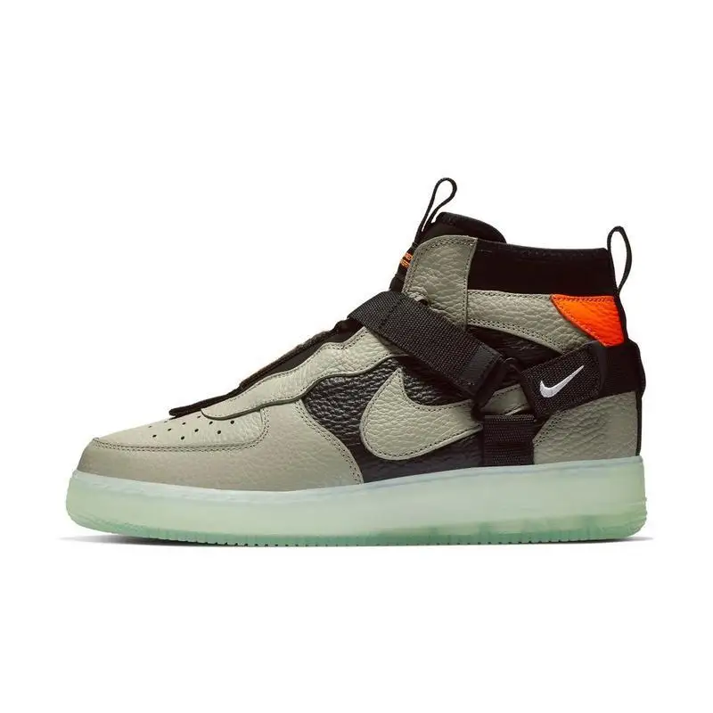 NIKE AIR FORCE 1 UTILITY MID AF1 Мужская обувь для скейтбординга черный зеленый анти-скользкие удобные Новое поступление кроссовки# AQ9758-300 - Color: AQ9758-300