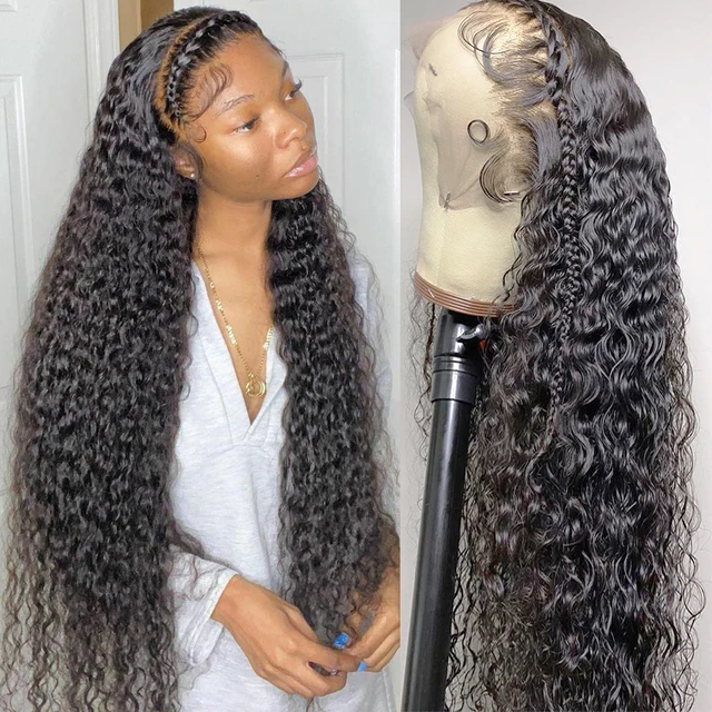 Brazilian Curly Human Hair Wigs Deep Wave Lace Frontal Wig for Women Transparent 360 Lace Front Human Hair Wigs Pre Plucked 2