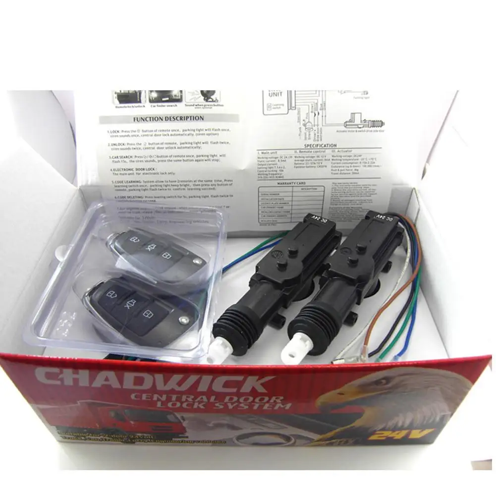 24V Electronic Car Truck Central Remote Control Locking Door Anti-theft Lock Keyless Entry Kit Accessories Universal Wireless car door lock kit car remote central kit car remote door lock kit