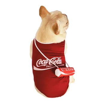 

Pet tide brand mesh vest new cola toffee basketball clothes law fighting pug spring and summer dress dog and cat breathable thin