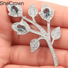 56x33 мм с украшением в виде больших цветов; Лондон Голубой топаз CZ женские вечерние серебряная брошь